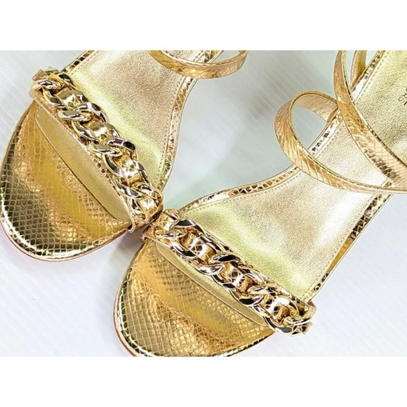 Michael Kors Asha Embellished Snake Embossed Leather Sandal Size 9.5 (MSRP $225) - Picture 6 of 12